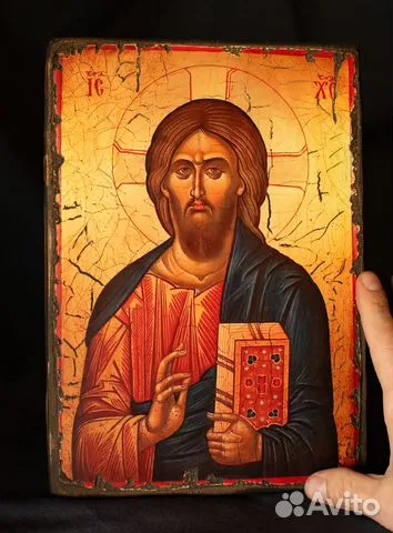 Икона "Христос Вседержитель" дерево, ручная работа — необычный подарок