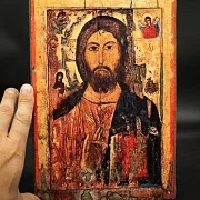 Икона "Христос Вседержитель" дерево, ручная работа — необычный подарок — фотография 1