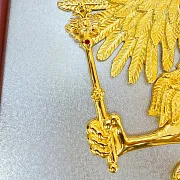 Плакетка «Герб России» из латуни и дерева в подарок — фотография 6