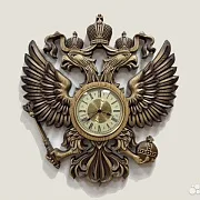 Часы с гербом РФ, резные из массива ясеня — оригинальный подарок — фотография 4