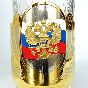 Подстаканник со стаканом «Герб России» из Златоуста — необычный подарок — фотография 5