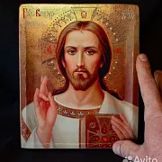 Подарочная икона "Христос Вседержитель" авторская техника — фотография 1