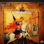 Икона "Георгий Победоносец поражает змия" в подарок — фотография 6