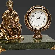 Настольные часы с бронзовым солдатом и гармошкой — оригинальный подарок — фотография 2