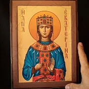 Деревянная Икона "Святая Екатерина" — оригинальный подарок — фотография 1