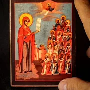Икона Божией матери " Боголюбская" дорожная — оригинальный подарок — фотография 1